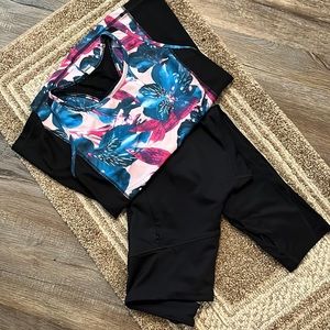 FILA Sportswear 2-PC Set Dri-Fit Racerback Padded Tank Top and Capri Leggings